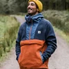 Hoodie Woodland 1/2 Zip en Polaire Recyclée - Deep Navy/Baked Clay