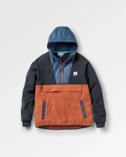 Hoodie Woodland 1/2 Zip en Polaire Recyclée - Deep Navy/Baked Clay