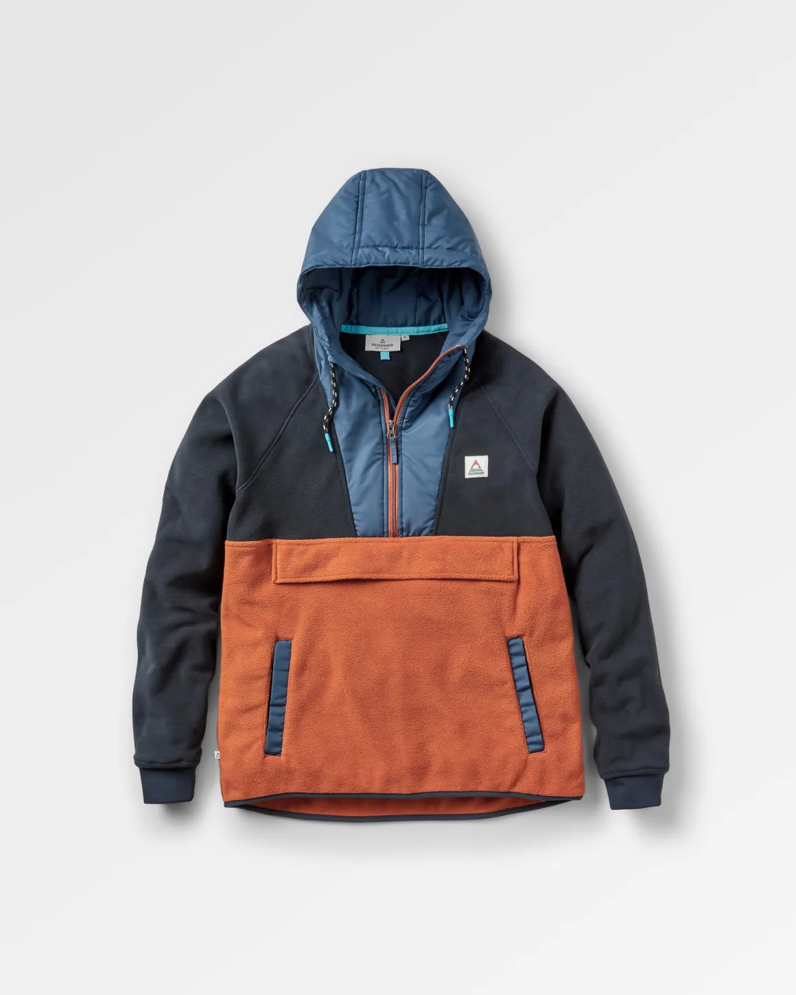 Hoodie Woodland 1/2 Zip en Polaire Recyclée - Deep Navy/Baked Clay