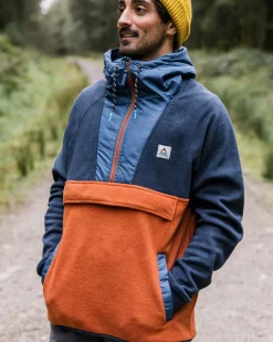 Hoodie Woodland 1/2 Zip en Polaire Recyclée - Deep Navy/Baked Clay