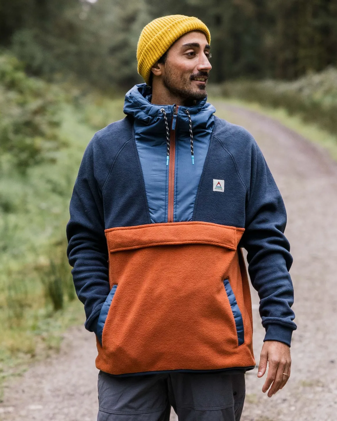 Hoodie Woodland 1/2 Zip en Polaire Recyclée - Deep Navy/Baked Clay