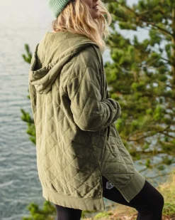 Hoodie zippé intégral matelassé recyclé Getaway - Khaki