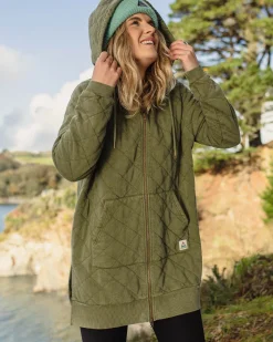 Hoodie zippé intégral matelassé recyclé Getaway - Khaki