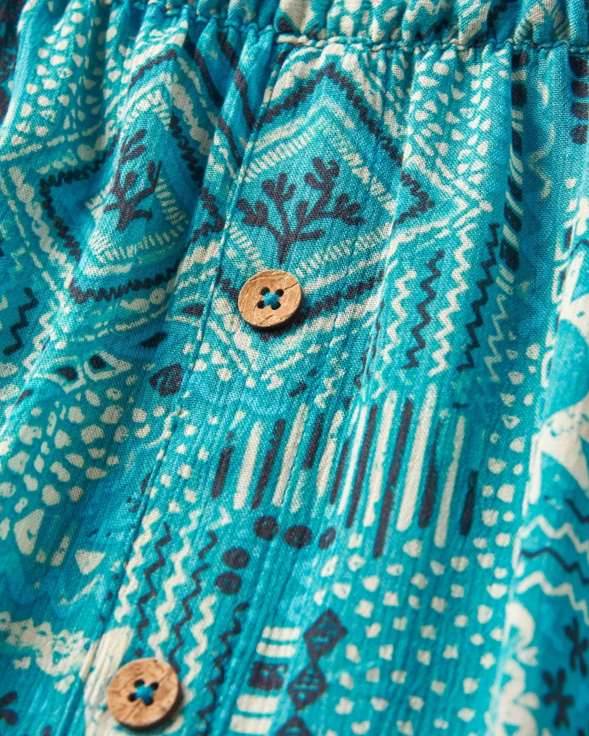 Jupe Hannah - Patchwork Vintage Bleu Piscine