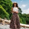 Jupe Maxi en Coton Recyclé Fareway - Patchwork Vintage Noir/Multi