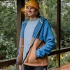 Loch Hooded Polar Fleece Recyclé - Toffee/Bleu Acier