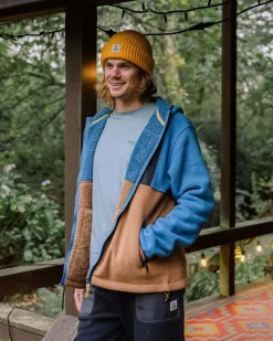 Loch Hooded Polar Fleece Recyclé - Toffee/Bleu Acier