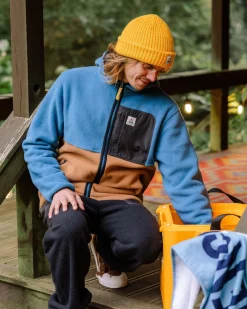 Loch Hooded Polar Fleece Recyclé - Toffee/Bleu Acier