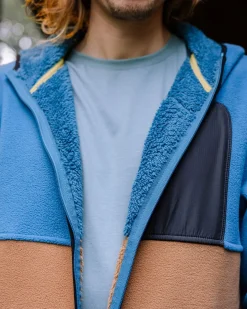 Loch Hooded Polar Fleece Recyclé - Toffee/Bleu Acier