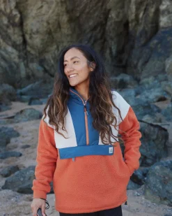 Maren 1/2 Zip Recycled Sherpa Fleece - Burnt Orange