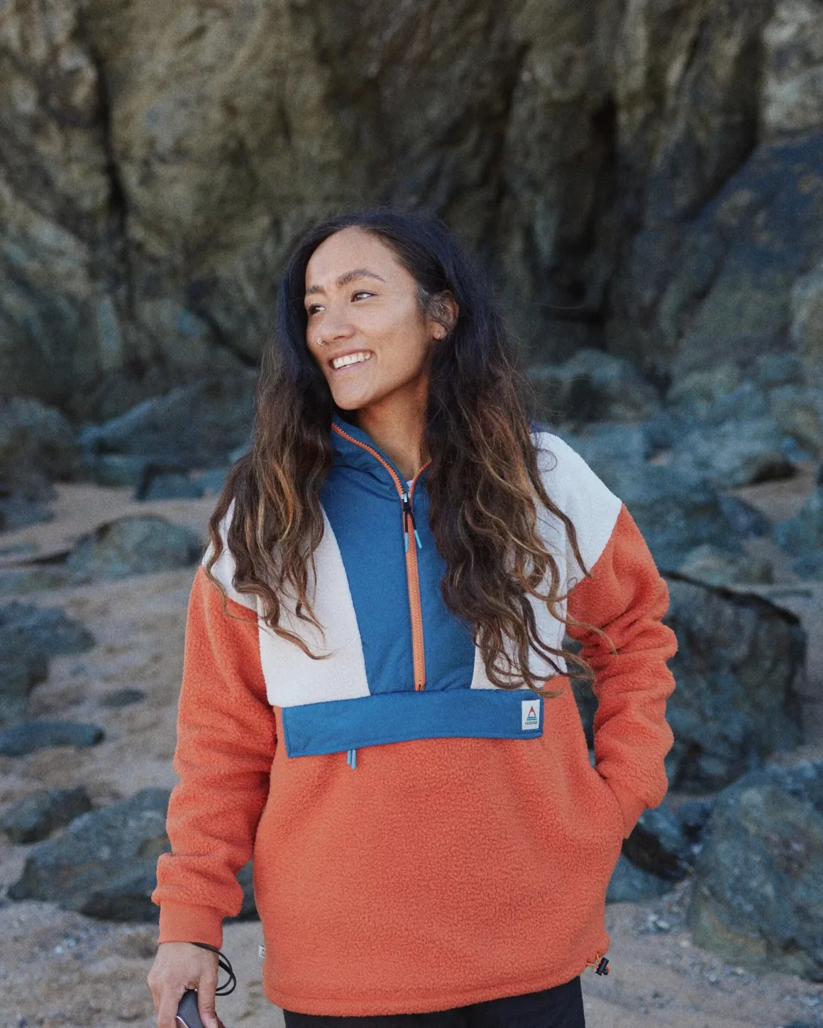 Maren 1/2 Zip Recycled Sherpa Fleece - Burnt Orange
