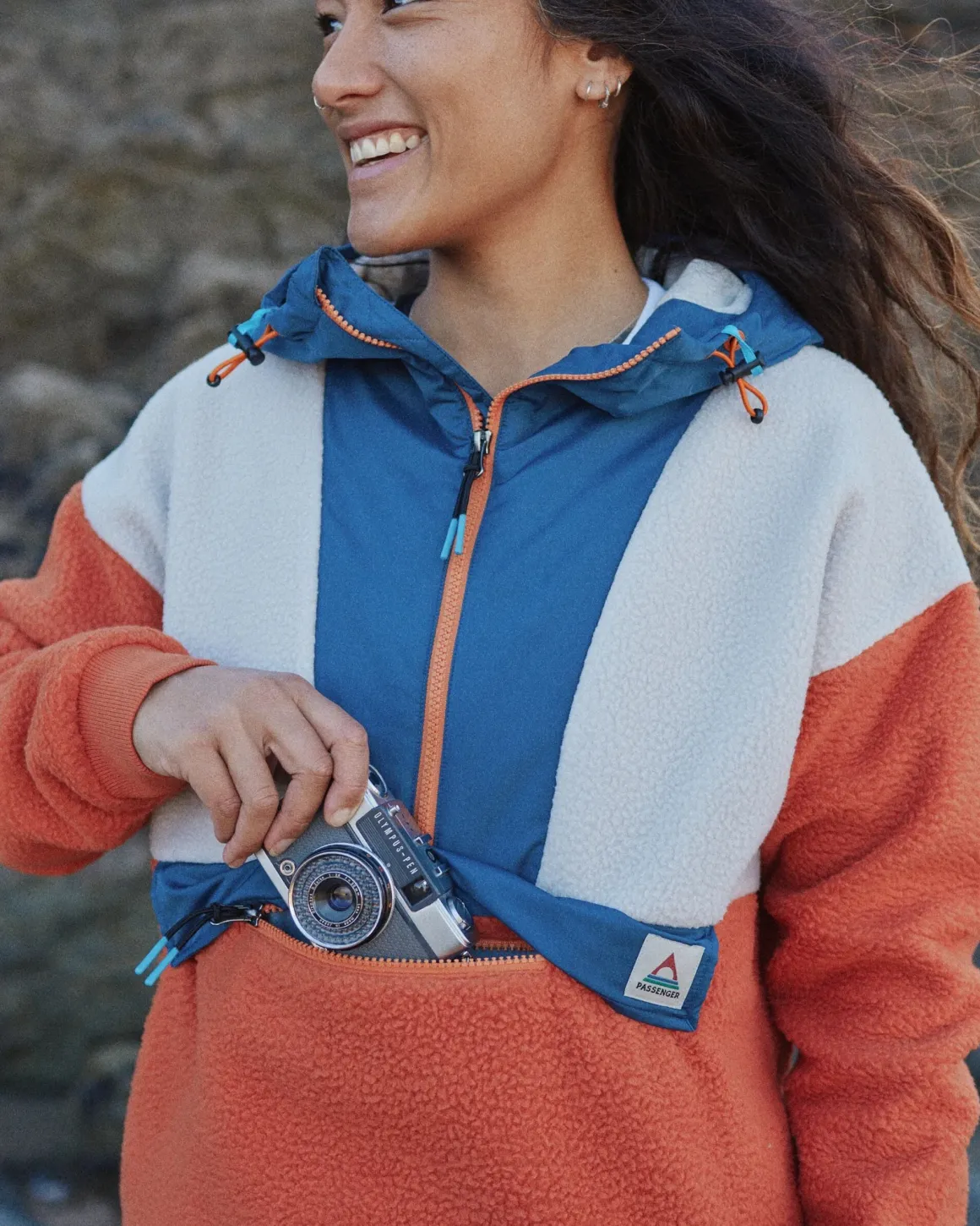 Maren 1/2 Zip Recycled Sherpa Fleece - Burnt Orange