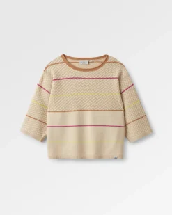 Migrer Pull Tricoté Bio - Rayures Multicolores Avoine