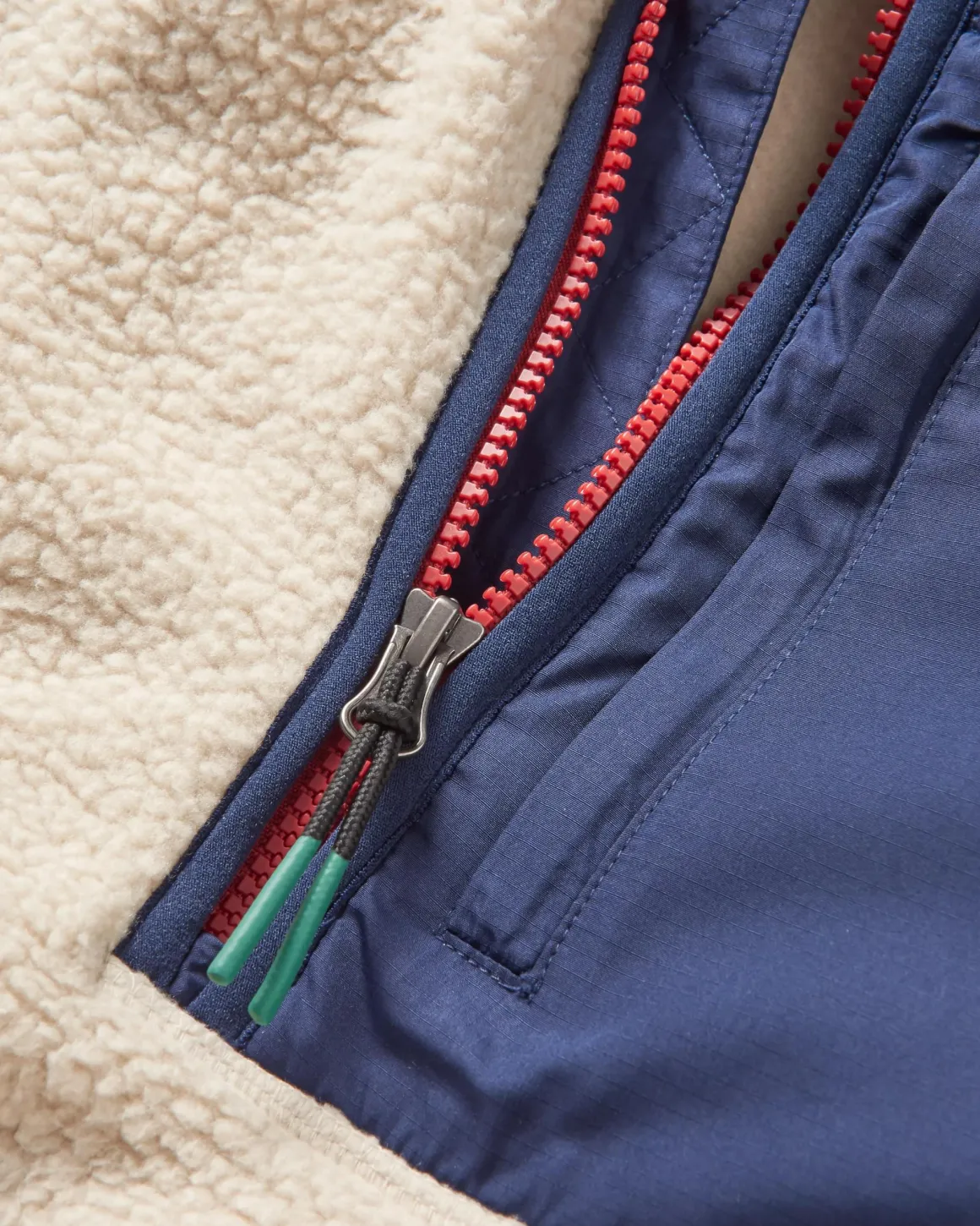 Offgrid 2.0 1/2 Zip Recycled Sherpa Fleece - Oatmeal/Navy