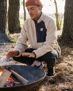 Offgrid 2.0 1/2 Zip Recycled Sherpa Fleece - Oatmeal/Navy