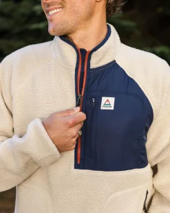 Offgrid 2.0 1/2 Zip Recycled Sherpa Fleece - Oatmeal/Navy