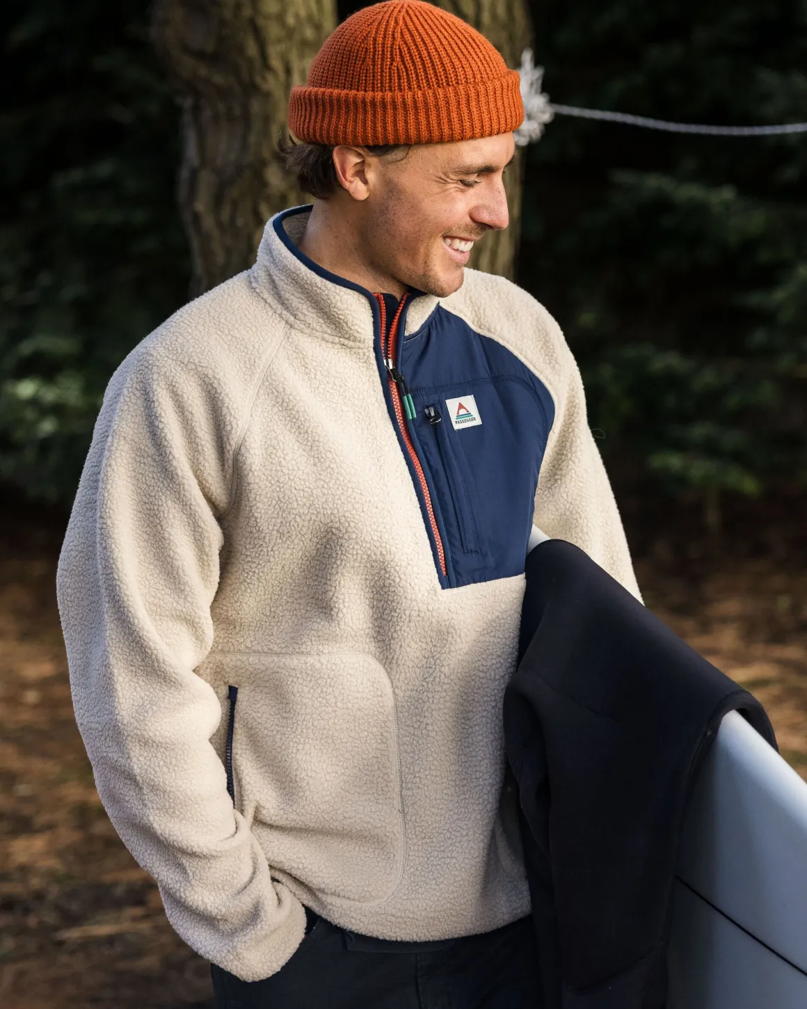 Offgrid 2.0 1/2 Zip Recycled Sherpa Fleece - Oatmeal/Navy