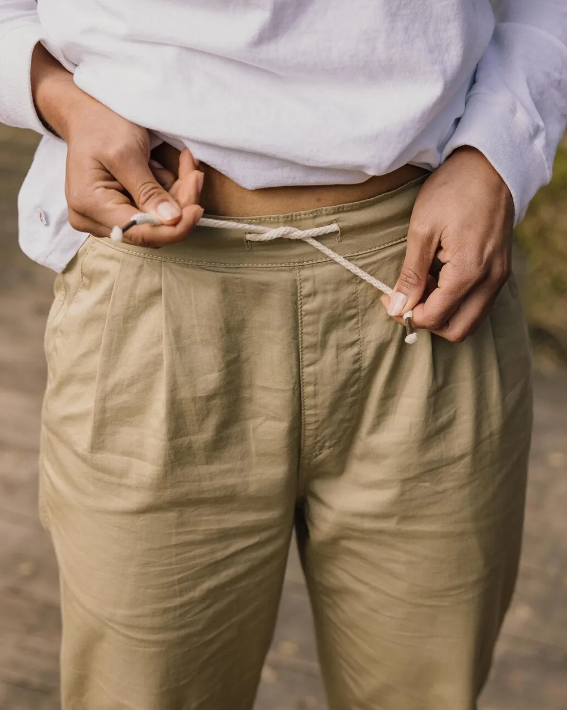 Pantalon à taille élastiquée Compass - Biscuit