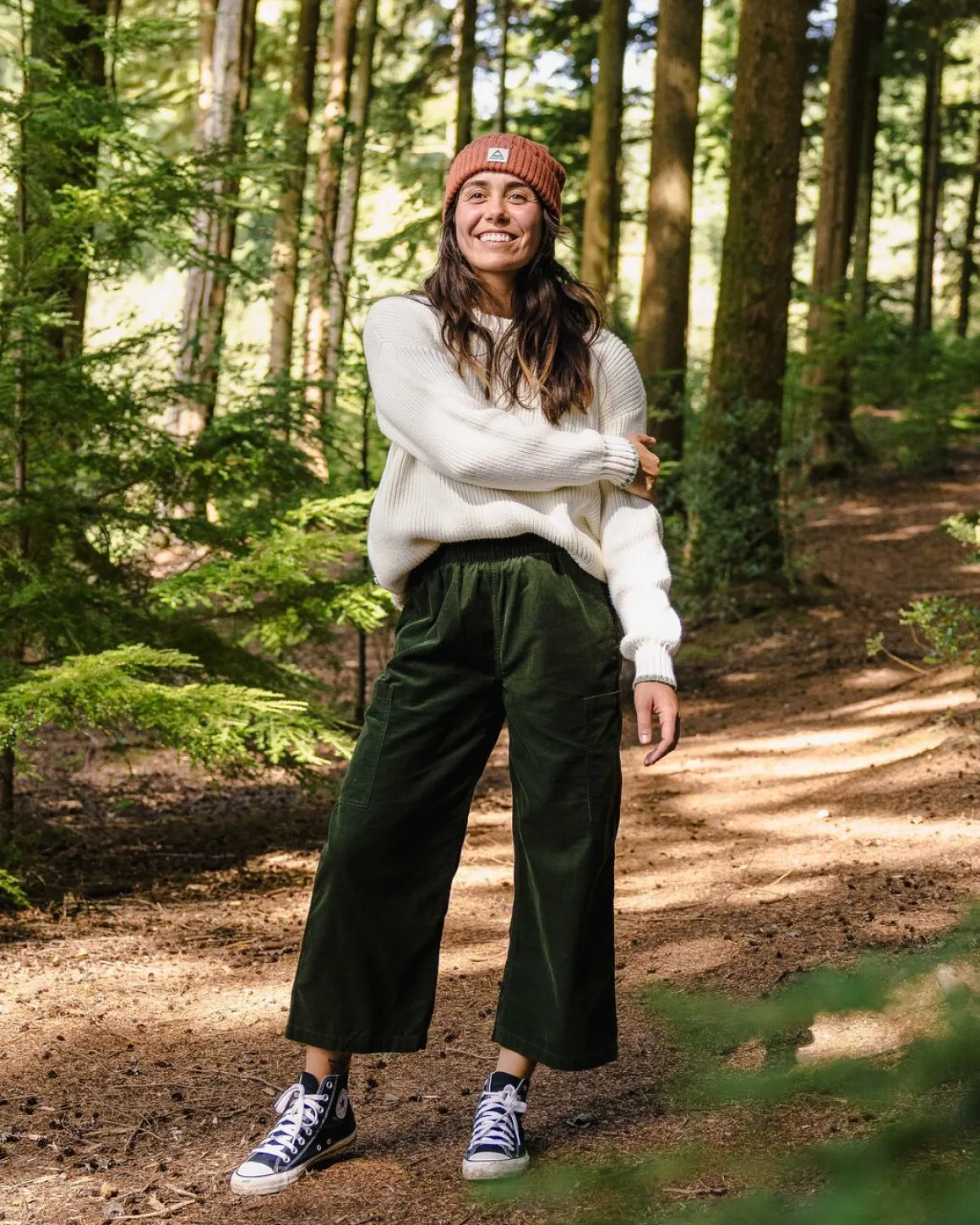 Pantalon court en velours côtelé bio Someday - Fir Tree