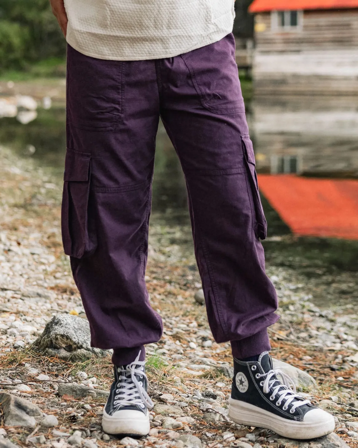 Pantalon en coton bio Hydrilla - Prune Profonde