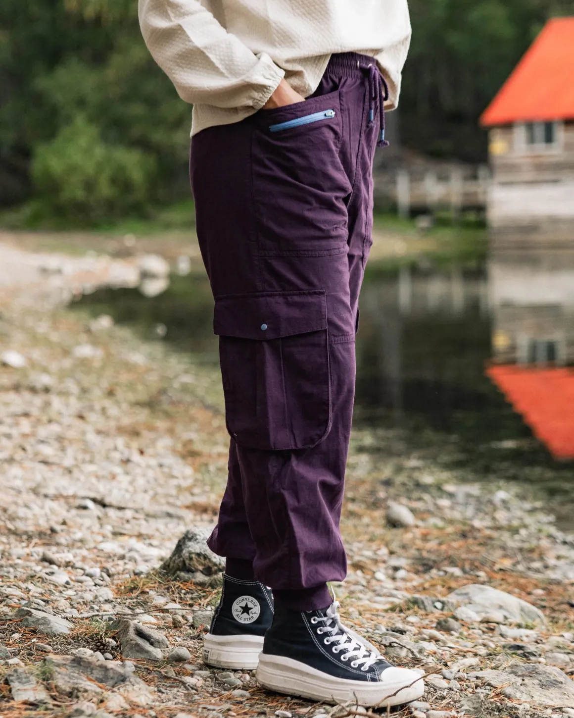 Pantalon en coton bio Hydrilla - Prune Profonde