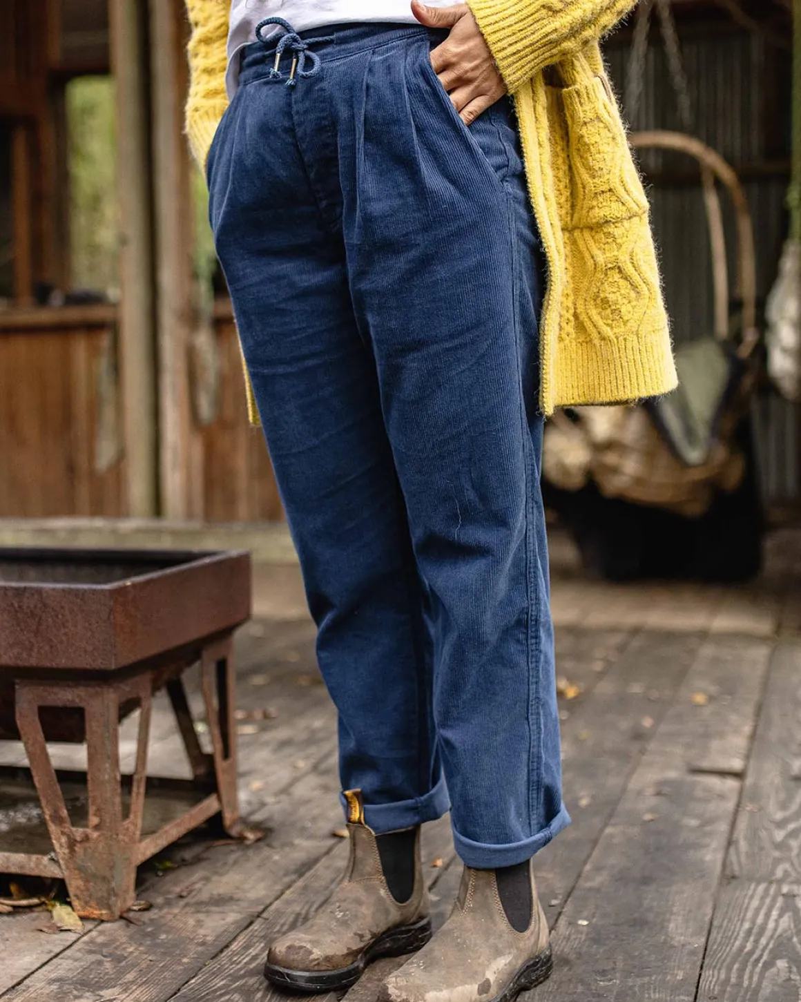 Pantalon en velours côtelé recyclé Compass - Denim foncé