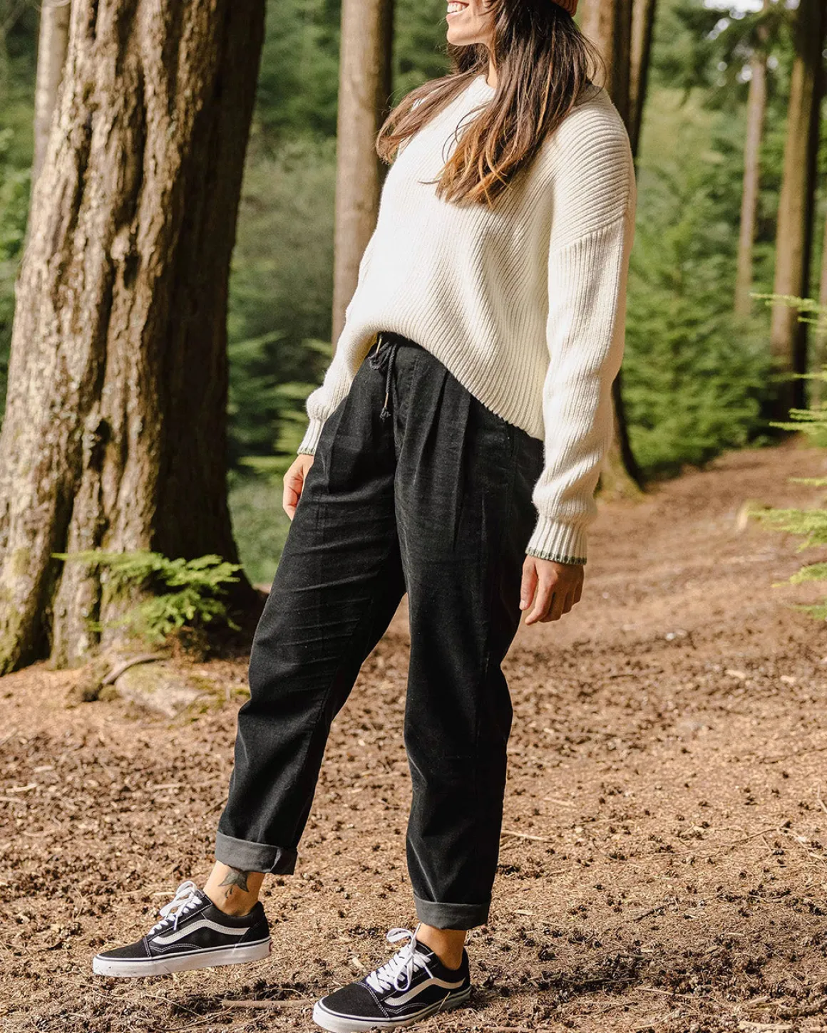 Pantalon en velours côtelé recyclé Compass - Noir