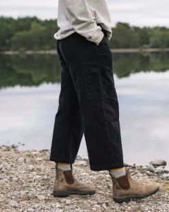 Pantalon en velours côtelé bio raccourci Someday - Noir
