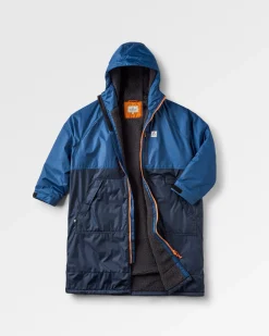 Poncho de Surf Doublé en Sherpa Recyclé Waves - Denim Foncé / Marine Profond