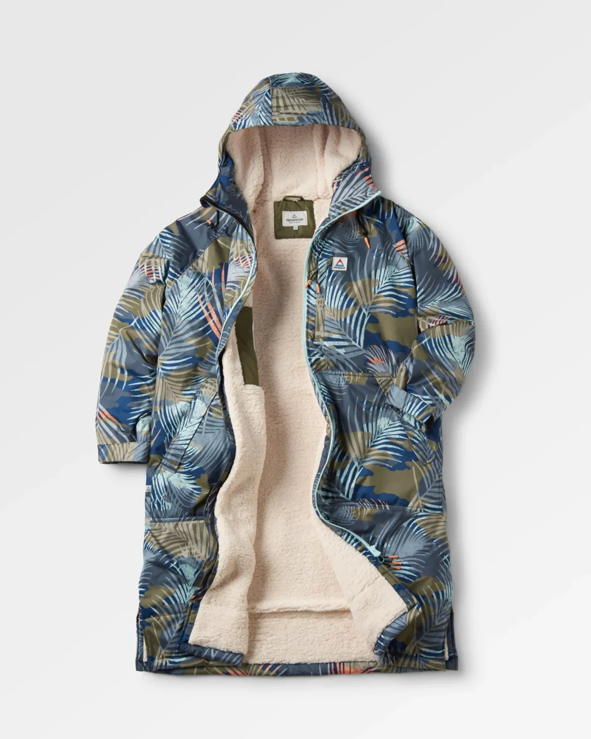 Poncho de Surf Doublé en Sherpa Recyclé Waves - Camouflage Palmier Abricot