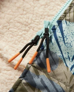 Poncho de Surf Doublé en Sherpa Recyclé Waves - Camouflage Palmier Abricot