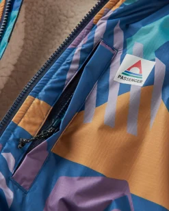Poncho de surf doublé en sherpa recyclé Waves - Motif camouflage bleu profond