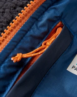 Poncho de Surf Doublé en Sherpa Recyclé Waves - Denim Foncé / Marine Profond