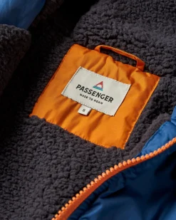 Poncho de Surf Doublé en Sherpa Recyclé Waves - Denim Foncé / Marine Profond