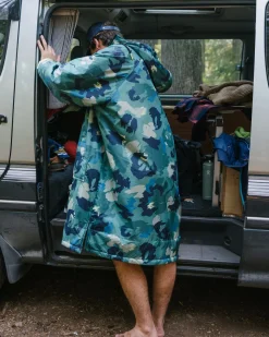 Poncho de Surf Doublé en Sherpa Recyclé Waves - Camouflage Alpin Forêt Tropicale Pluvieuse