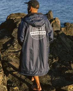 Poncho de surf doublé en sherpa recyclé Waves - Rich Navy