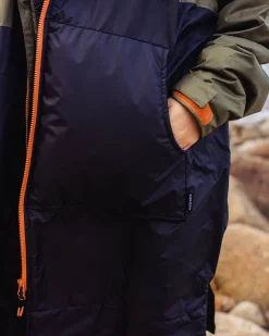 Poncho de surf doublé en sherpa recyclé - Noir/ Kaki