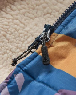 Poncho de surf doublé en sherpa recyclé Waves - Motif camouflage bleu profond