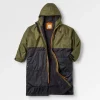 Poncho de surf doublé Sherpa recyclé Waves - Noir/Kaki