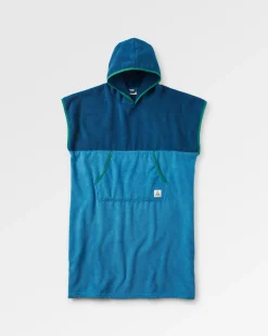 Poncho de surf en serviette recyclée Tulum - Bleu Clair/Denim Foncé