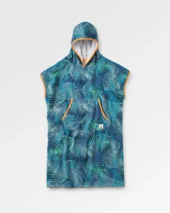 Poncho de surf en tissu recyclé Tulum - Palm Camo Moonlight