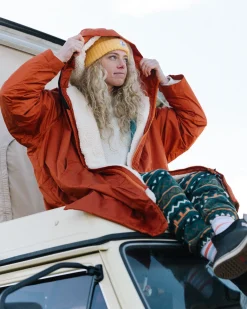 Poncho de surf Escapism Recyclé doublé en Sherpa - Rouille