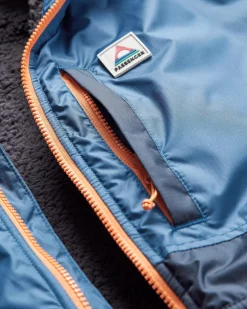 Poncho de surf recyclé avec doublure en sherpa Waves - Denim Foncé/ Bleu Marine Profond