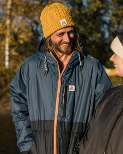 Poncho de surf recyclé avec doublure en sherpa Waves - Denim Foncé/ Bleu Marine Profond