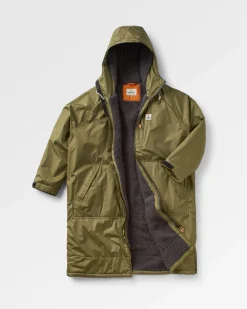 Poncho de surf recyclé doublé Sherpa - Kaki