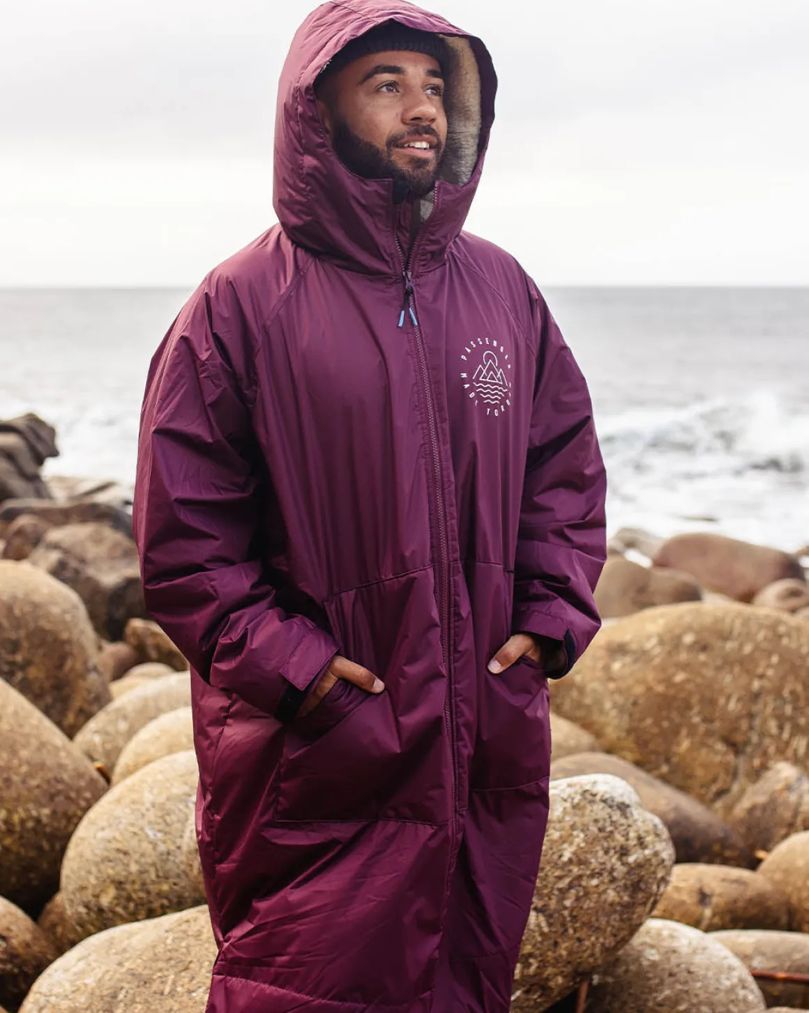 Poncho de surf recyclé doublé en sherpa - Windsor Wine