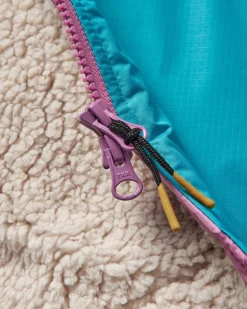 Poncho de surf recyclé doublé en sherpa - Vert Viridian/Orchidée