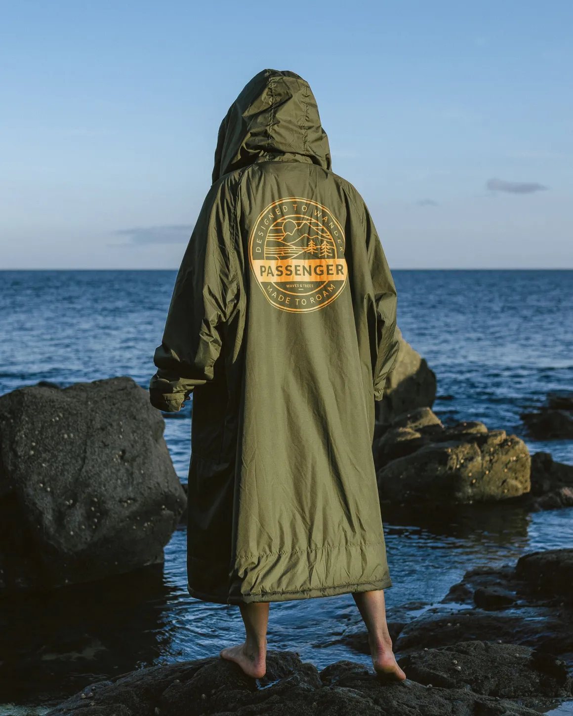 Poncho de surf recyclé doublé Sherpa - Kaki
