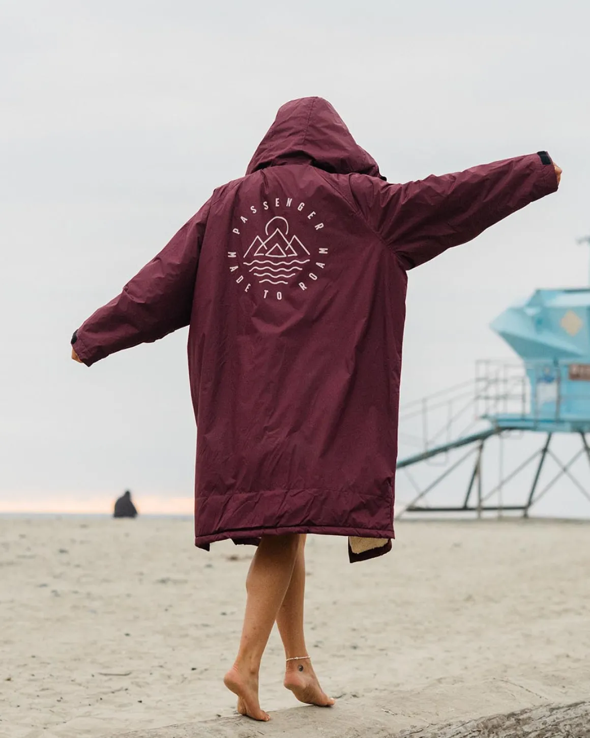 Poncho de surf recyclé doublé en sherpa - Windsor Wine