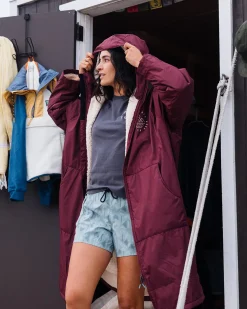 Poncho de surf recyclé doublé en sherpa - Windsor Wine